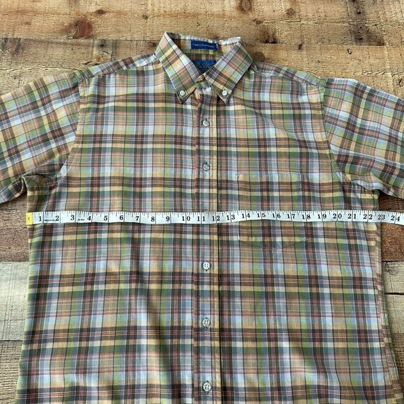 Pen West Country Traditionals Plaid Button Down Shirt Size Large Short Sleeve - Picture 2 of 5